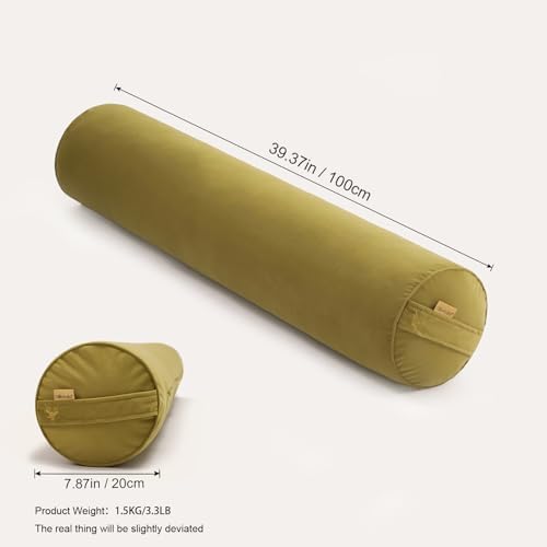 Long Round Body Pillow for Adults, 39.37 x 7.87 in, Golden Yellow - Image 2