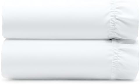 Pack of 2 100% Cotton Sateen Twin Size Fitted Sheet, White by CaliforniaDesignDen