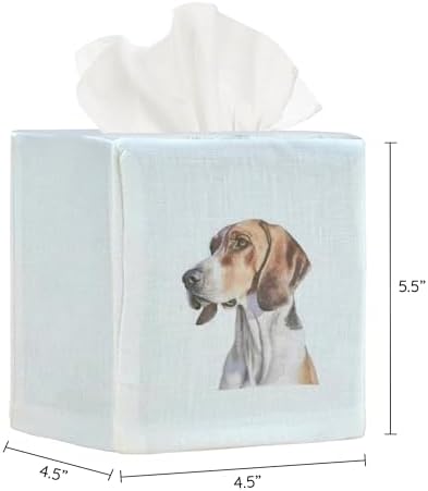 Square Tissue Box Cover Cute Set of 2, Dog - Ivory - Image 3