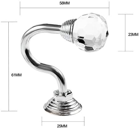 Decorative Hook Small Crystal Glass Curtain Tieback Hook Silver Round Head - Image 3