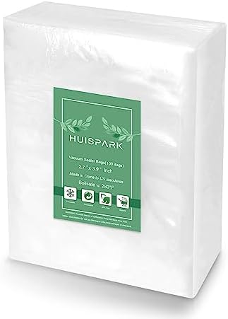 Vacuum Sealer Bags,2.7"*4" 100 Pcs Heavy Duty Pre-Cut Design Commercial Grade Food Sealable Bag for Heat Seal Food Storage,Boilsafe to 280°F Freezable,Good for Storage,Meal Prep and Sous Vide by HUISPARKDirect
