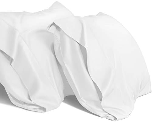 WishSmile Cooling Queen Pillowcases Set of 2 Breathable Cool Silky Soft Rayon Derived from Bamboo Fabric, Moisture Wicking for Hot Sleepers, Hair and Skin Friendly, White, 2 Pack, 20x30IN by WishSmile