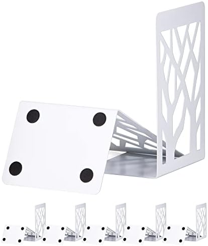 Book Ends, Bookends, Bookends for Shelves, Bookend, Book Ends for Heavy Books, White Metal Book Shelf Holder Home Decorative, Book Stoppers for Shelves, Bookend Supports 6 Pair by INN%C3%94PLUS