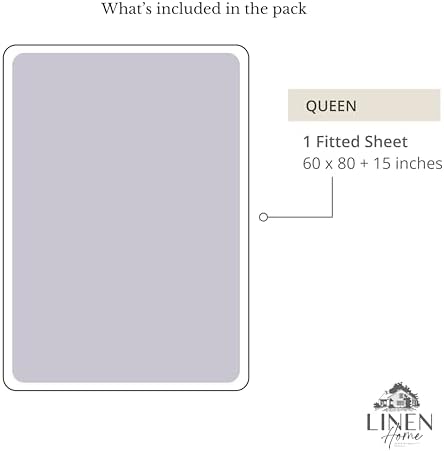 Linen Home Queen Size Fitted Sheet only 100% Cotton Percale, Prelude Purple - Image 6