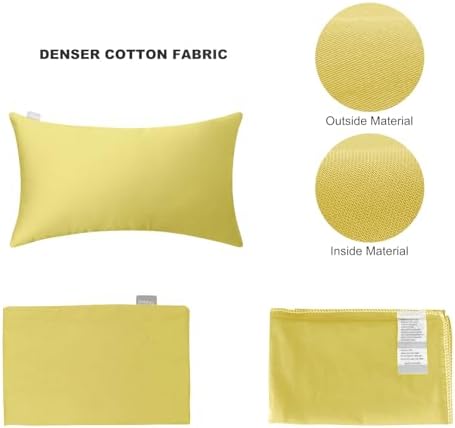 Thmyo 4-Pack 100% Cotton Lumbar Comfortable Solid Decorative Throw Pillow Case Rectangle Cushion Cover Pillowcase DIY Throw Pillowcase(12x20inch/30x50cm, Light Yellow 2) - Image 5