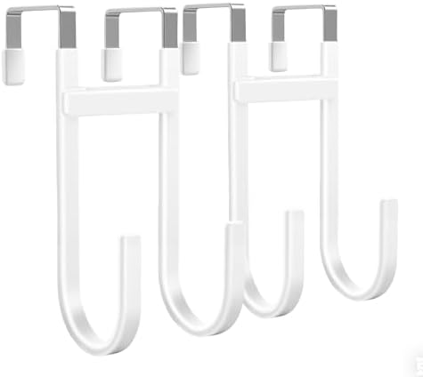 BAKON Over‑the‑Door Hooks, Fits 1‑3/8" Interior Doors, 2 Pack No Drill Anti‑Scratch Rubber Hangers for Coat, Towel, Bag & Key, Bathroom, Bedroom & Kitchen, White by BAKON