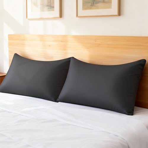 Cooling Curved King Pillow Case for Sider Sleeper Breathable Cool Silky Soft Pillow Cover with Zipper for Hot Sleepers,Hair and Skin Friendly,Black,1 Pack,20x36IN - Image 7
