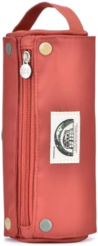 Lanxivi Large Capacity Pencil Case Roll Up Design Multifunctional Pencil Holder Pouch Stationery Pen Bag for Teen Girls and Boys Camping style - Orange Red - Image 2