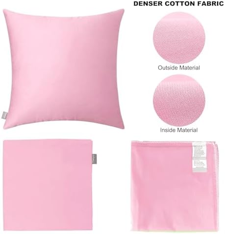 Thmyo 4-Pack 100% Cotton Solid Decorative Throw Pillow Covers 22x22 Pink - Image 5