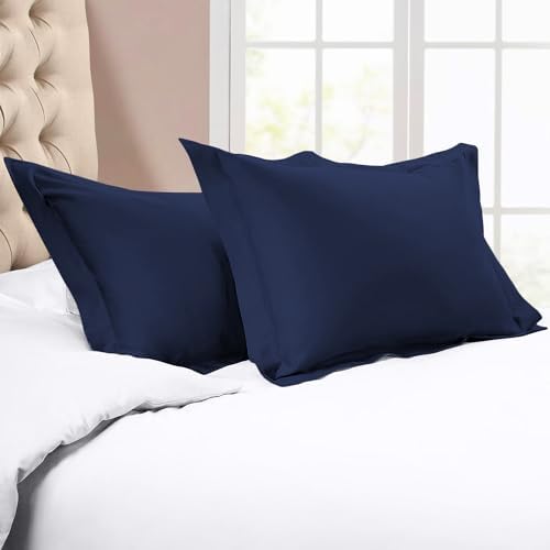 Queen Pillow Shams 20x30 Set of 2 Navy Blue 600 TC 100% Egyptian Cotton - Image 2