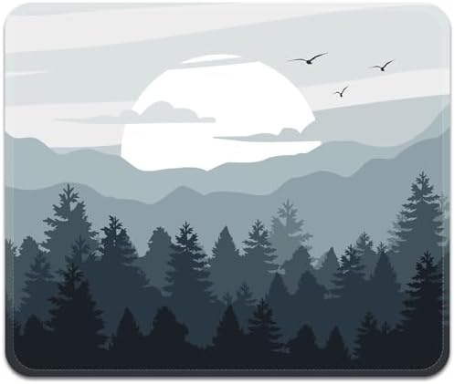 FROGIGO Mouse Pad with Stitched Edges - Nature Landscape Mousepad for Women, 9.25 x 7.75 inch Washable Square Desk Pad, Non-Slip Rubber Base, Office Home Laptop Accessories - Misty Mountain - Image 2