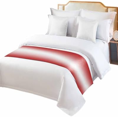 DecorLovee Red Ombre Bed Runners for Queen Size Bed, Modern Abstract Art Decorative Bed Throws for Foot of Bed, Red White Gradient Bed Runner Sofa Throw Bedding Scarf Protector Slipcover for Bedroom - Image 2