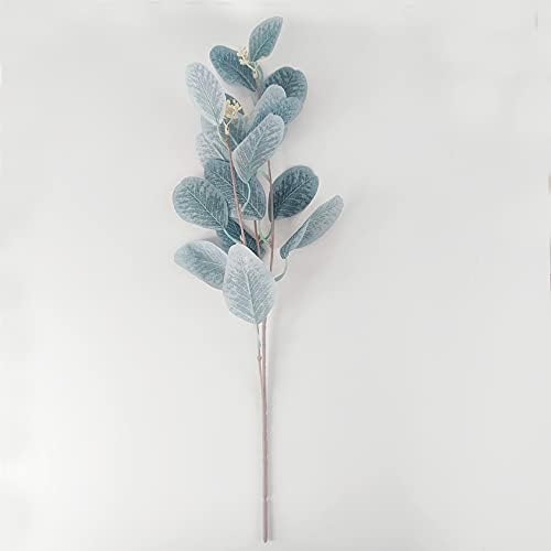 4Pcs Artificial Eucalyptus Leaves Stems Faux Eucalyptus Plant Branches for Vase Filling Home Decoration Flowers Wedding Holiday Arrangement (Light Blue) - Image 3