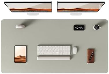 YSAGi Leather Desk Pad Protector, Office Desk Mat, Large Mouse Pad, Non-Slip PU Leather Desk Blotter, Laptop Desk Pad, Waterproof Desk Writing Pad for Office and Home (Olive Beige, 47.2" x 23.21") by YSAGi