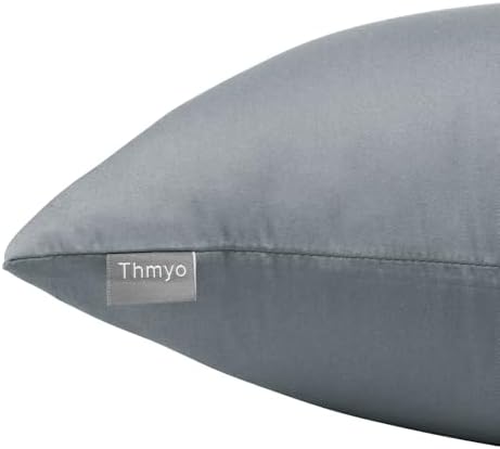 Thmyo 4-Pack 100% Cotton Solid Decorative Throw Pillow Case 26x26 Dark Grey - Image 6