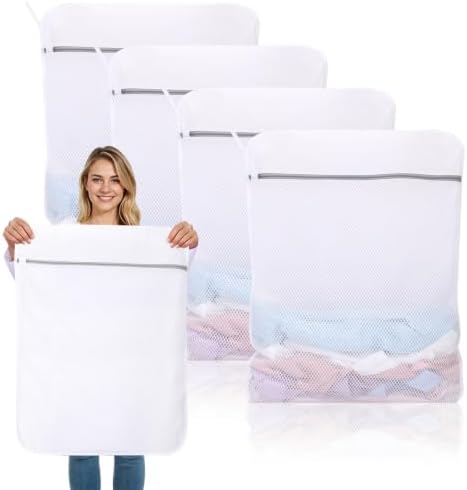 Dntorx 4 Pack X-Large Mesh Laundry Bags for Delicates, 20 x 24 Inches by Dntorx
