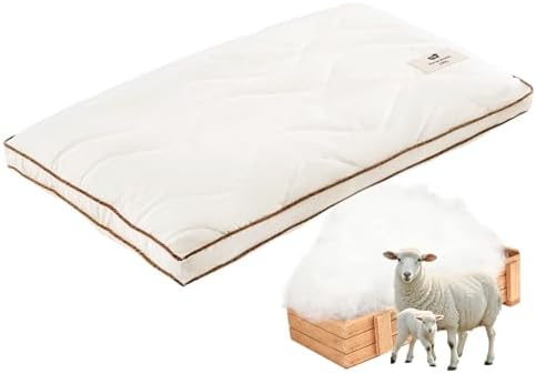 YOUR MOON Natural Wool Pillow King, Flat & Thin Wool Pillow for Sleeping, Breathable Cotton Cover, Low-Loft Bed Pillows for Back and Stomach Sleepers (Off White) by YOURMOON