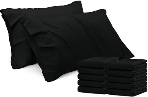 Pillow Covers King Size Set of 12, Soft and Comfy Pillow Cases, Black by UTOPIABEDDING