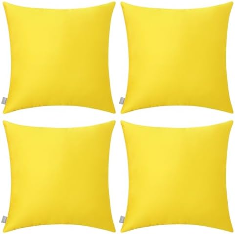 4-Pack 100% Cotton Comfortable Solid Decorative Throw Pillow Case,Thmyo Square Cushion Cover Pillowcase Sublimation Blank Pillow Covers DIY Throw Pillowcase for Sofa(20x20 inch/ 50x50cm,Lemon Yellow) by Thmyo
