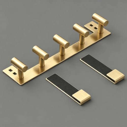 HUFEEOH Over The Door Hooks, 1 Pack Stainless Steel Door Hanger for Towel & Coat, Tool-Free T Shape Bathroom & Dorm Hooks for Hanging (Gold, Fits 3/8" Thick Door - 5 "T“ Hooks) - Image 7