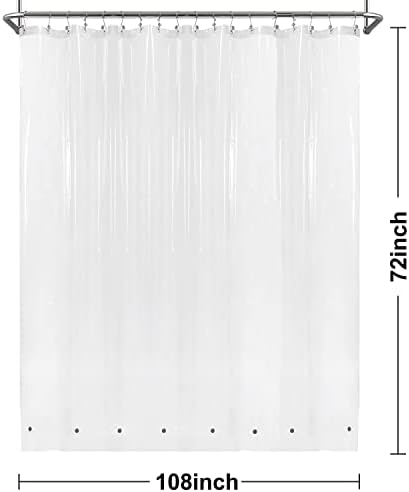 Barossa Design Extra Wide Shower Curtain Liner 108" x 72", Clear - Image 7