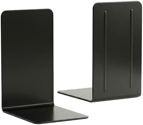 Acrimet Plastic Bookends for Bookcases, Shelves and Desktop, Plastic Book Holders (Black Color) (1 Pair) by Organizingyourlife