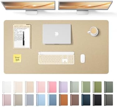 YSAGi Leather Desk Pad Protector, Office Desk Mat, Large Mouse Pad, Non-Slip PU Leather Desk Blotter, Laptop Desk Pad, Waterproof Desk Writing Pad for Office and Home (Gold,47.2" x 23.6") by YSAGi