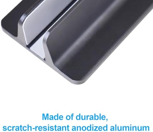 Vertical Laptop Stand Holder, Desktop Aluminum Stand for MacBook with Adjustable Dock Size, Fits All MacBook, Surface, Chromebook and Gaming Laptops (Up to 17.3 inches), Black - Image 6