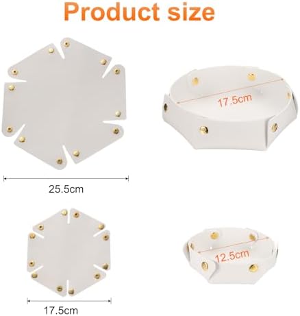 uxcell 2 Pcs Valet Tray for Women and Men, PU Leather Jewelry Tray Entryway Table Bedside Nightstand Catchall Storage Organizer for Jewelry Key Coin Watch Wallet (2 Size, White) - Image 2