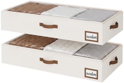 StorageWorks 6 Inch Low Profile Under Bed Storage Containers with Clear Lid by StorageWorks