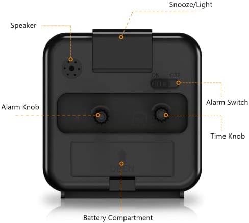 Analog Alarm Clock, Bedside Clocks Battery Powered, Silent Non Ticking Travel Clock with Night Light, Snooze, Easy Set, Clock for Heavy Sleepers Kids Elder Travel Bedroom Office - Image 5