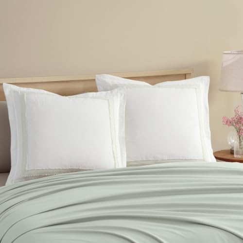Laura Ashley - European Sham Cover, Ramie Cotton Faux Linen Pillow Cover - Image 2