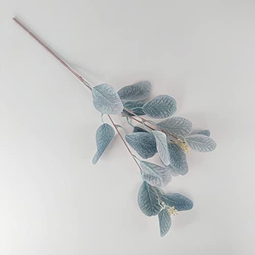4Pcs Artificial Eucalyptus Leaves Stems Faux Eucalyptus Plant Branches for Vase Filling Home Decoration Flowers Wedding Holiday Arrangement (Light Blue) - Image 4