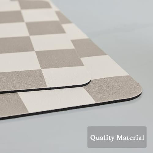 Ohocut Checkered Dish Drying Mat for Kitchen Counter, Coffee Bar Station Accessories, Retro Cute Aesthetic Modern Absorbent Drainer Mat Kitchen Drying Mat Easy Clean, Khaki 12" x 19" - Image 5