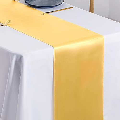 SiinvdaBZX 4 Pcs Gold Satin Table Runner 12 x 108 inches Long - Image 5