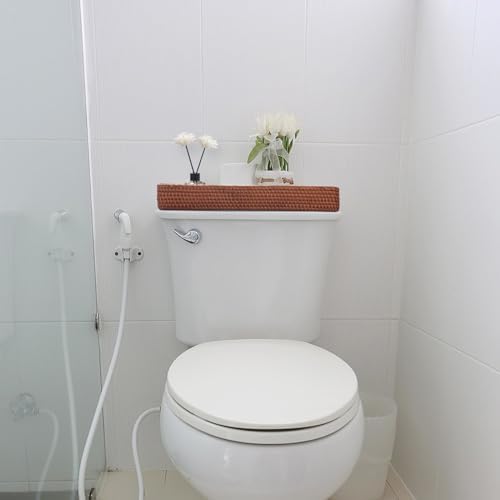 Rattan Bathroom Vanity Trays Toilet Tank Baskets Long Narrow Hand Towel Storage Basket for Storage, Decorative (Honey Brown 16.3 x 6.1 x 2 inch) - Image 7