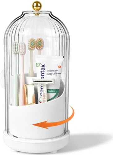 Toothbrush Holders with Cover Toothpaste Organizer for Bathroom, White by Heagoale