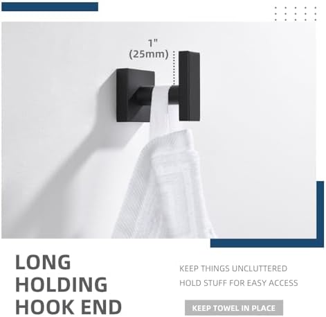 Angle Simple Towel Hook for Bathroom, Robe Coat Hook for Wall, Matte Black - Image 4