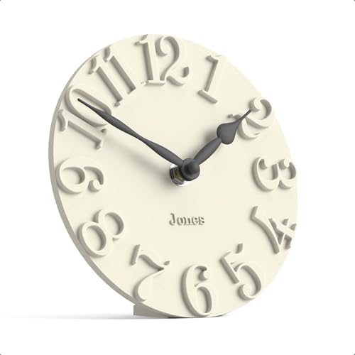 JONES CLOCKS® Hampstead Desk Clock | Freestanding | Pale Cream | Elegant Raised Moulded Numerals | Ideal for Shelf, Mantel, Living Room, Home Office or Bedside by JONESCLOCKS