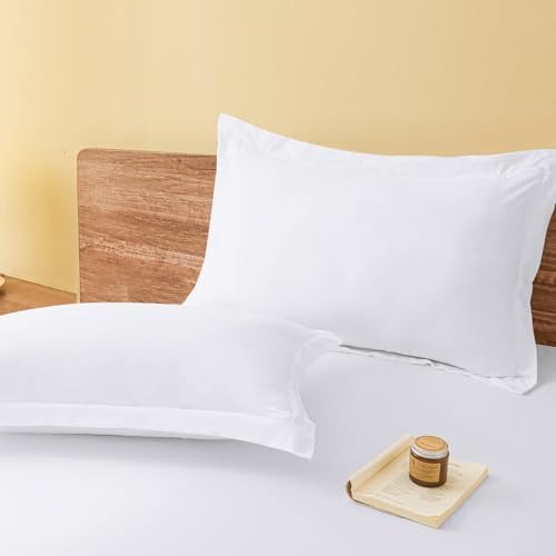 Standard Pillow Shams Set of 2 White Pillow Shams Soft Microfiber Pillow Covers with Envelope Closure, Fade, Wrinkle and Shrink Resistant Bed Pillow Cases, 20 × 26 Inches by vveiiye