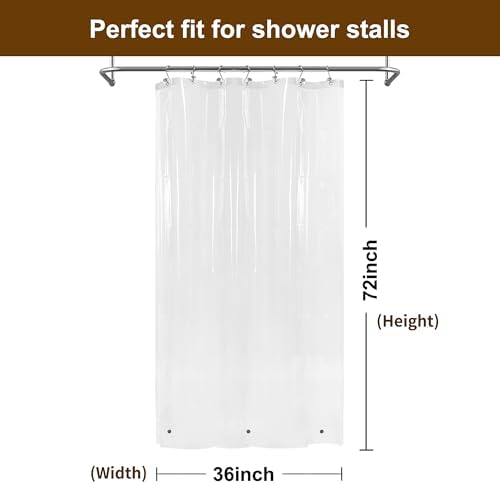 Barossa Design Small Shower Curtain or Liner for Shower Stall, Clear, 36x72 - Image 7