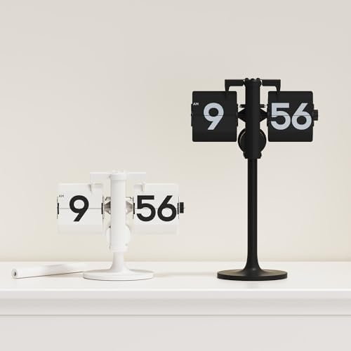 mooas Standing Height Adjustable Flip Desk Clock (White), Retro Vintage Analog Design Flip Clock Standing Clock Battery Operated, for Home Living Room Office School Hotel - Image 6