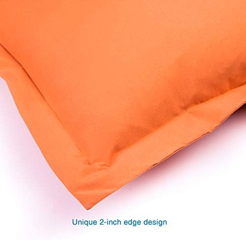 FLXXIE Microfiber European Pillow Shams Set of 2, Orange - Image 4
