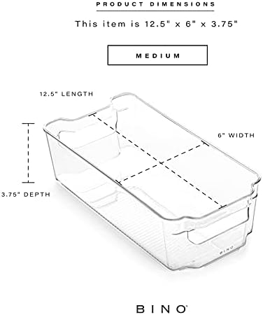 BINO | Stackable Storage Bins, Medium - 2 Pack THE STACKER COLLECTION Clear Plastic Built-In Handles BPA-Free Containers for Organizing Kitchen Pantry Multi-Use Organizer Bins - Image 3