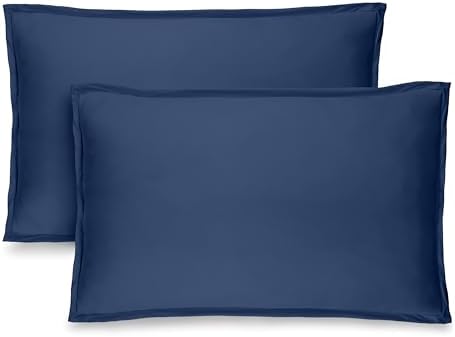 Bare Home Pillow Sham Covers 1800 Ultra-Soft Set of 2 (Standard, Dark Blue) by BareHome
