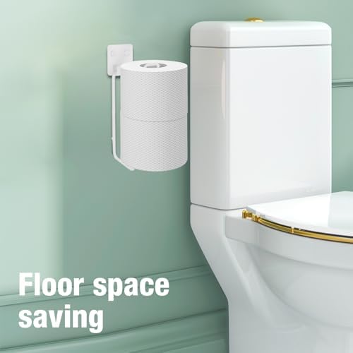 Tokokimo Toilet Paper Storage, Wall Mount Toilet Paper Holder Self Adhesive for 2 Roll Tissue, Over The Tank Toilet Paper Holder Stainless Steel for Bathroom Storage, RV (White 1Pcs) - Image 2