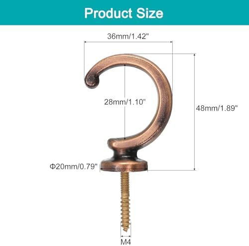 uxcell 2Pcs Curtain Holdback, Aluminum Alloy Wall Mounted Curtain Holders Drapery Tieback Hooks for Living Room Bedroom Office (Copper) - Image 2