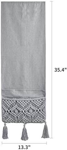 Mkono Macrame Armchair Caddy, Boho Couch Armrest Organizer, 4 Pockets Grey - Image 6