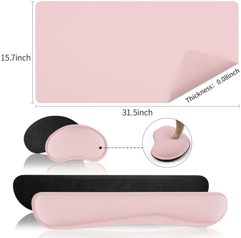 Pink Leather Desk Pad and Keyboard Wrist Rest, 31.5"x15.7" - Image 2