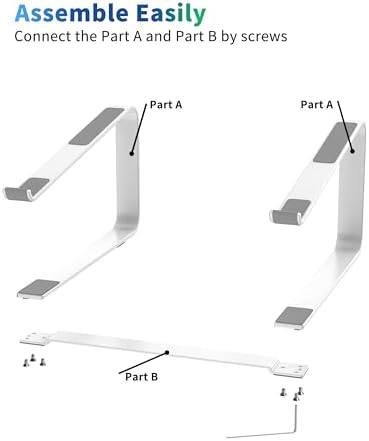 SOUNDANCE Laptop Stand for Desk, Metal Riser, Fits 12-17.3 Inch, White - Image 4